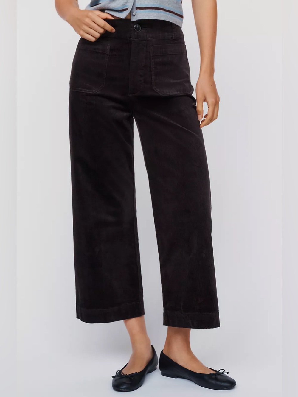 MAEVE The Colette Corduroy Standard
Crop Wide-Leg Black Pants